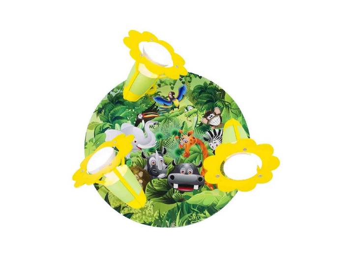Licht-Erlebnisse Deckenstrahler VILDA, ohne Leuchtmittel, rund B: 29 cm Tiere Bunt 3x E14 Kinderzimmer Kinder