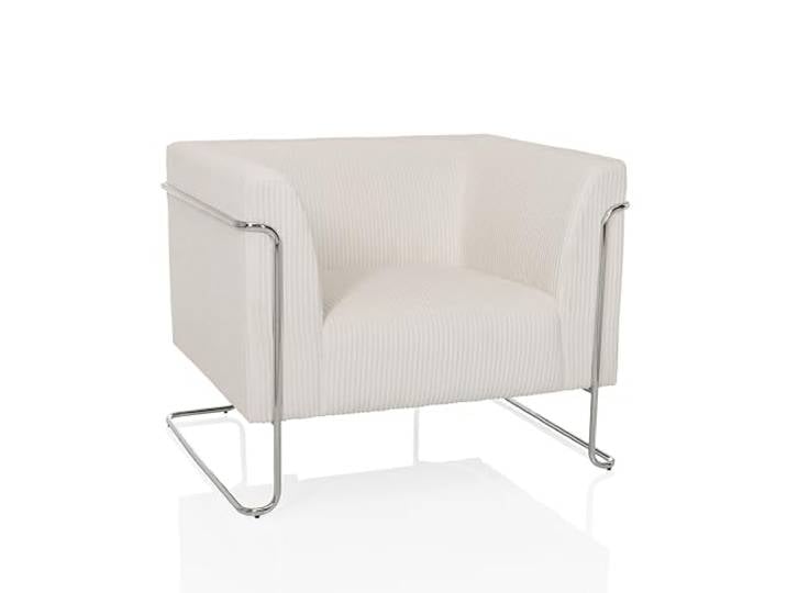 hjh OFFICE Loungesessel 1-Sitzer Curacao Cord, modernes Sofa im trendigen Design, mit bequemer Polsterung aus strapazierfähigem Cord Stoff, Weiß