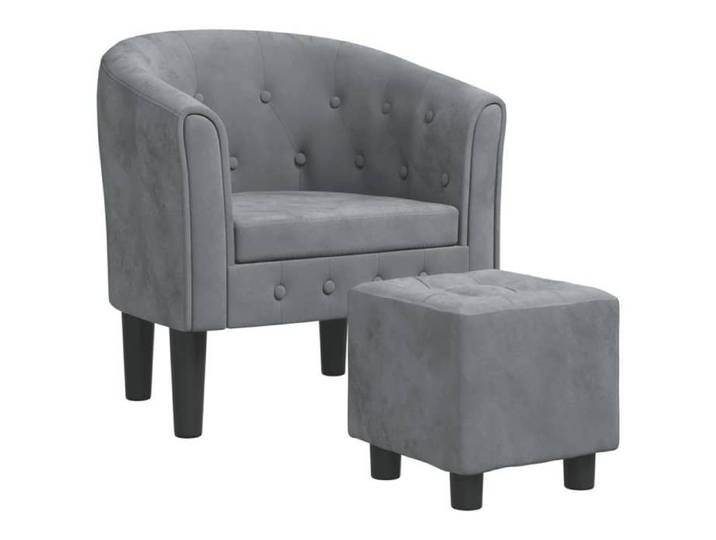 Fauteuil avec repose-pied - mango - gris foncé velours M12356478