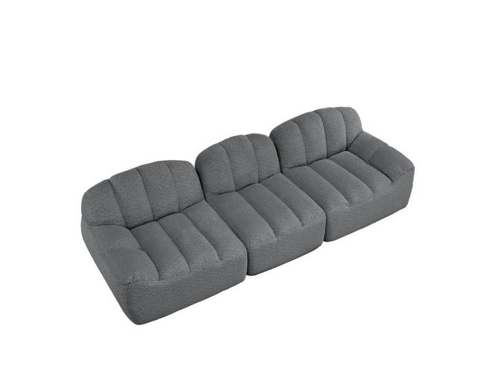 Flora Grace Sofa in Grau mit Ottoman und flexibler Stellvariante, 104x79x288 cm, Wohnzimmer, Sofas & Couches, Sofas