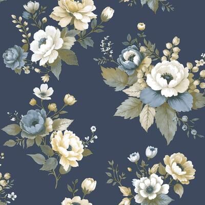 Galerie Wallcoverings Blooming Garden Collection Vintage Garden Matte Finish Vinyl on Non-woven Wallpaper Roll