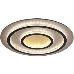 LED Deckenlampe dimmbar mit Fernbedienung Kristall Deckenleuchte schwarz gold Wohnzimmerlampe, Farbwechsel, 60W 2100lm warmweiß-kaltweiß, D 55 x 6 cm