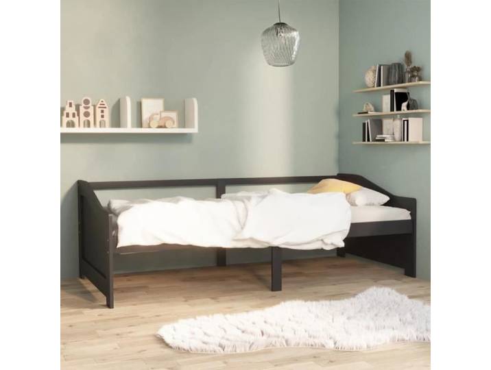 3224*{NEW} Best Lit de repos multifonctionnel - Canapé-lit 3 places Gris foncé Bois de Pin massif Lit Simple Magnifique 90x200 cm 2
