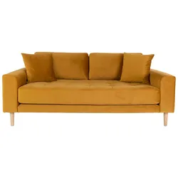 Ebuy24 Lido Sofa 2,5 Pers. velour inkl. 2 dekorative Kissen, senfgelb.