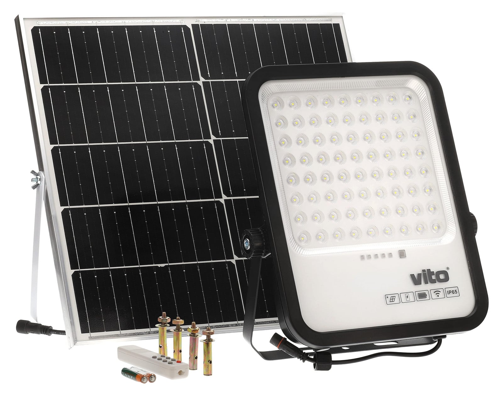 VITO Sahara Solar LED Schijnwerper 300W - 3300lm 6000K - IP67 - Zwart