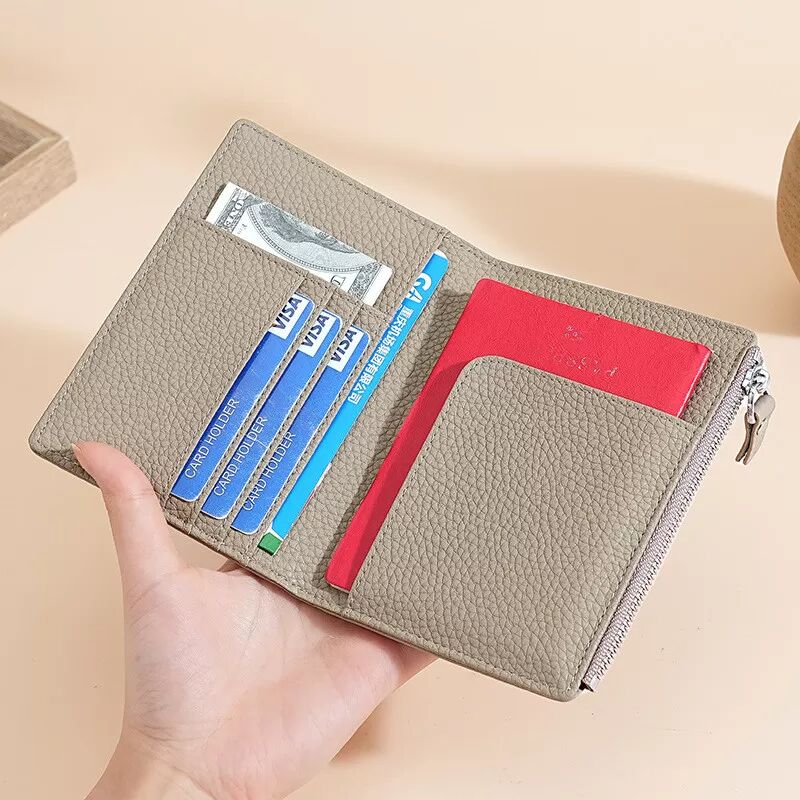 INF Porte-passeport de voyage en cuir avec blocage RFID Gris