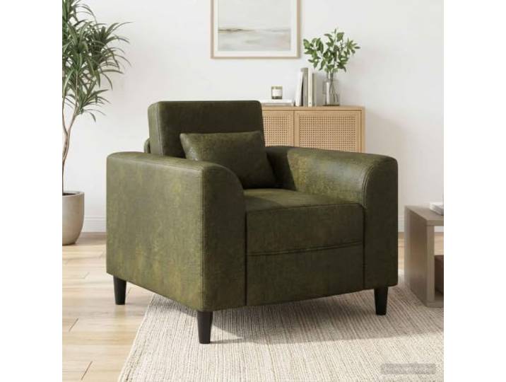 IBUQDDV Sessel Olivegrün Kunstwildleder mit Sperrholzrahmen Kunstwildleder, fleckenresistent, stabiler Sperrholzrahmen, weiche Schaumstofffüllung, moderne Optik