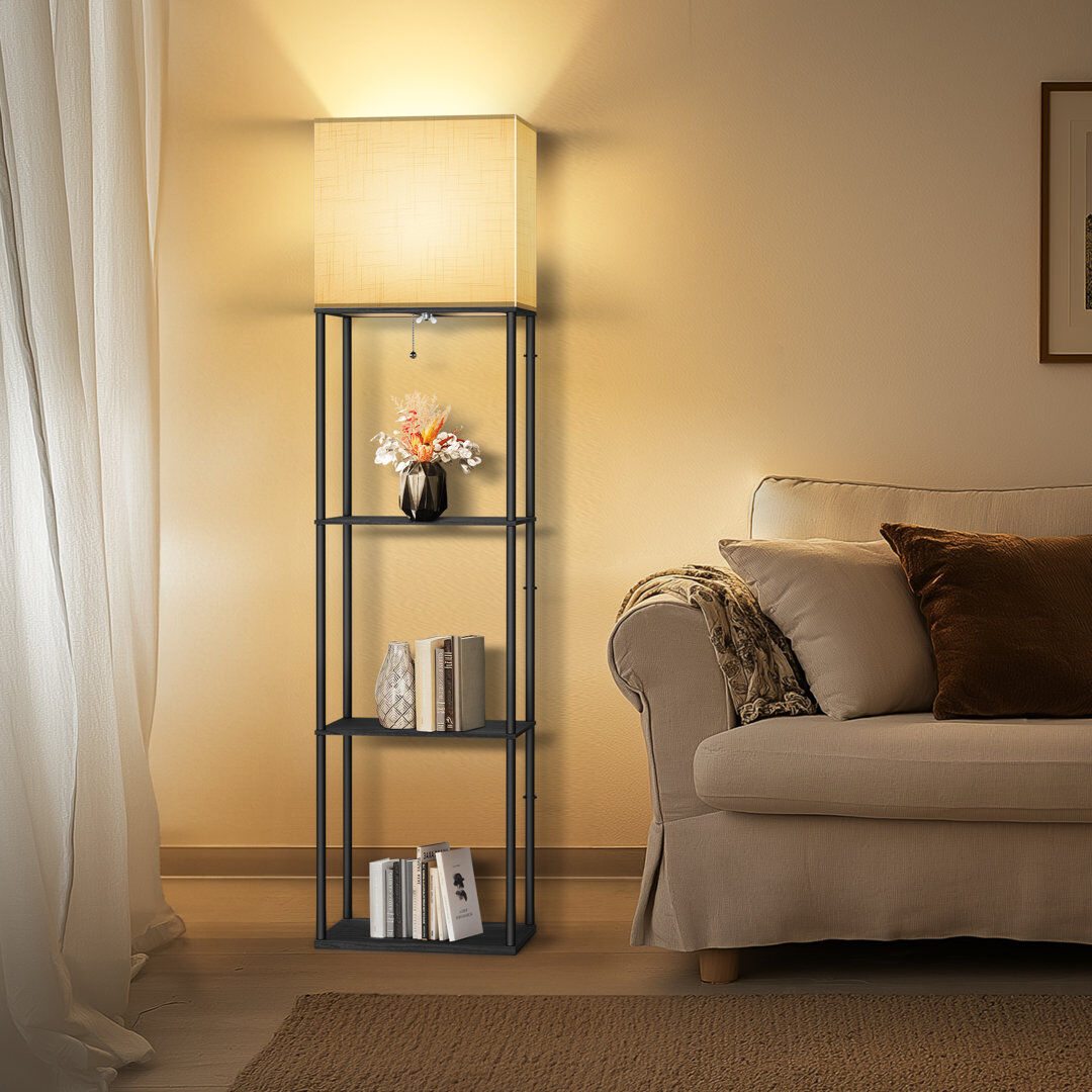 Latitude Run 158 H cm Powder Coated Column Floor Lamp Powder Coated 158cm H X 35cm W X 25cm D