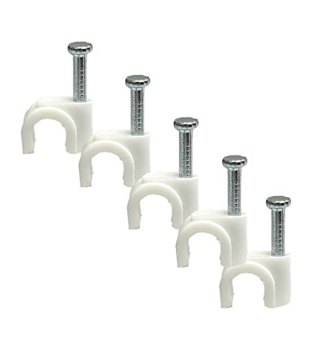 Ronde kabelclips wit met spijkers - 100 stuks