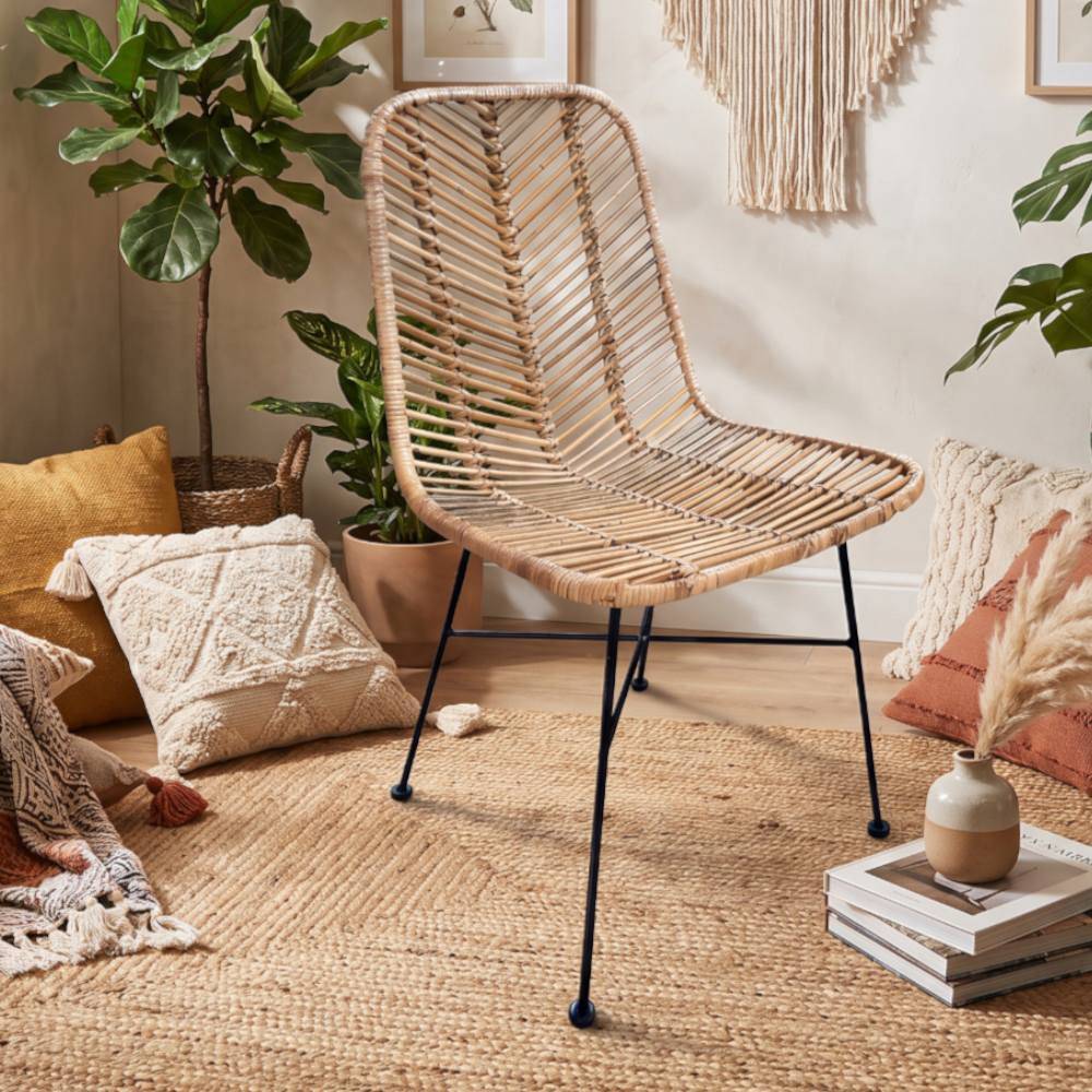 Pharao24.de 2 Stühle aus Rattan Metallgestell (2er Set)