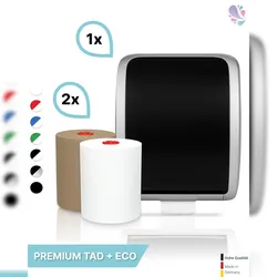 Blanc HYGIENIC Handtuchrollenspender Autocut, Blanc Cosmos + 1 Rolle PREMIUM TAD + 1 Rolle ECO Natural - PRODUKTSET