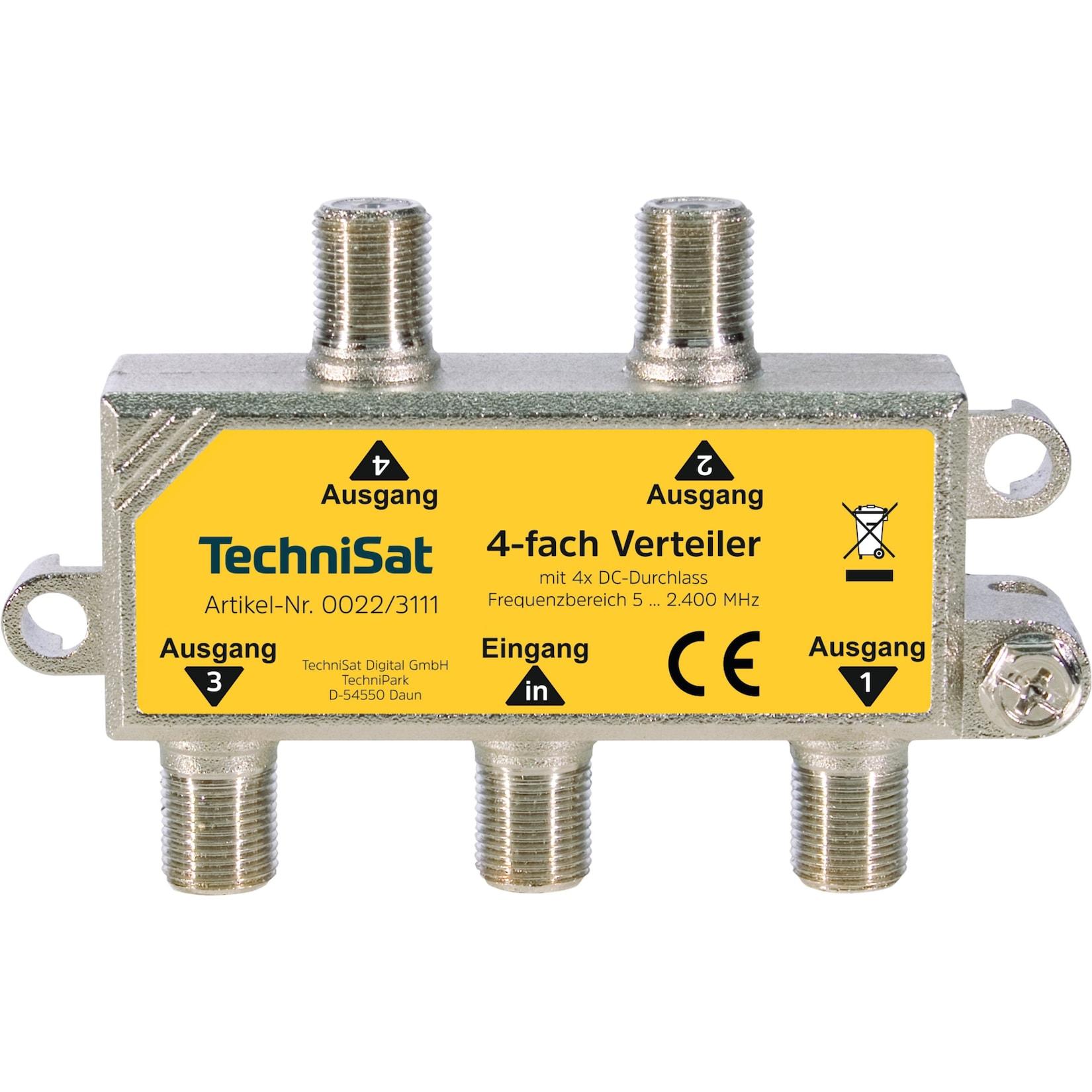 TechniSat 4-Wege-Verteiler Sat-Verteiler mit DC-Durchlass für TECHNIROUTER