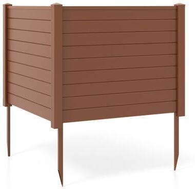 Costway Outdoor PVC Air Conditioner Fence with 20 Inch Long Stakes-Brown