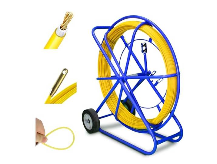 Extralink FRP Glasfaserstab 9mm Durchmesser 300m,Leerrohr mit Rollenhalter und Bremse,Einziehfeder mit hoher Elastizität und Festigkeit,Fiberglas Kabel Zubehör für optimale Installation,Glasfaser