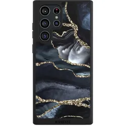 Nivocase Handyhülle für Samsung Galaxy S22 Ultra Hülle NIVOpure Case Schwarz Glitzer Look Marmor Trends (Samsung Galaxy S22 Ultra), Smartphone Hülle, Schwarz