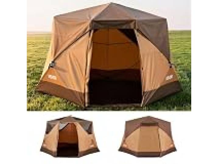 VEVOR Tente de Camping Instantanée 6 Personnes, Tente Familiale Instantanée pour Camping et Randonnée en Famille, Portable avec Sac de Transport, Double-Toit, Grandes Fenêtres en Filet, Large Porte