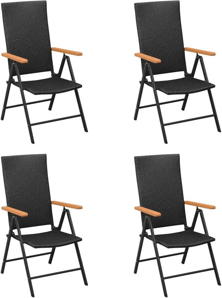 Gartenstühle 4 Stk. Poly Rattan Schwarz