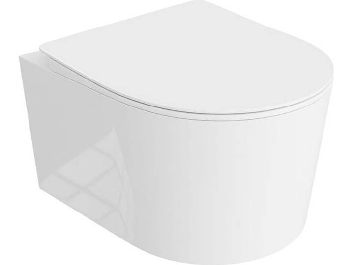 LAVITA WC suspendu Loso Toilettes suspendues Abattant de WC avec fermeture automatique & charnières en mŽtal Toilettes suspendues sans rebord Cuvette de WC 360x450x350 cm Blanc brillant
