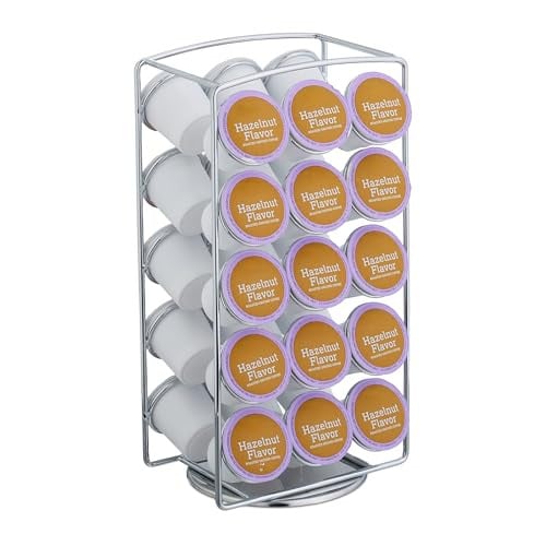Relaxdays Capsulehouder, Draaiend, Zilver, H x B x D: 30,5 x 16 x 12,5 cm