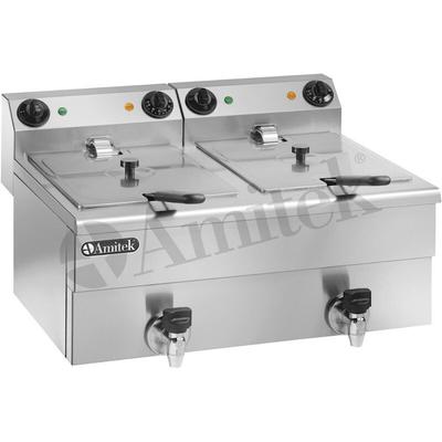 Elektro-Doppel-Friteuse - AMITEK FC100 - 230 V - Fassungsvermögen 10+10 l