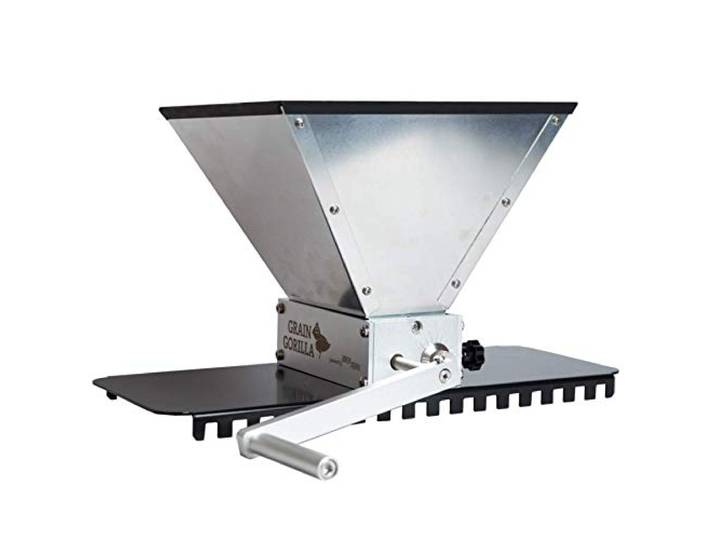 Brewferm Grain Gorilla Malzmühle mit Verstellbaren Edelstahlwalzen - Getreidemühle für All-Grain Heimbrauen, bis zu 50 kg/h, 2,5 kg Trichter, Nassschroten und Metallboden für Jeden Behälter