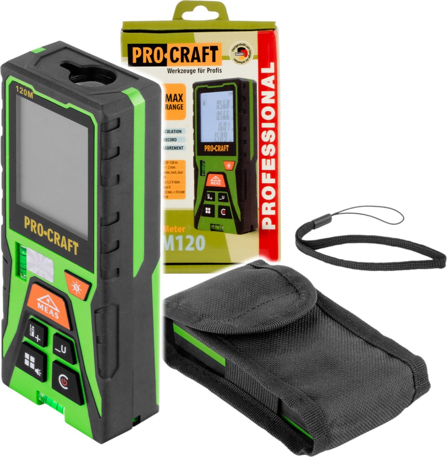 Procraft PLDM120 laser afstandsmeter 120 m met tas