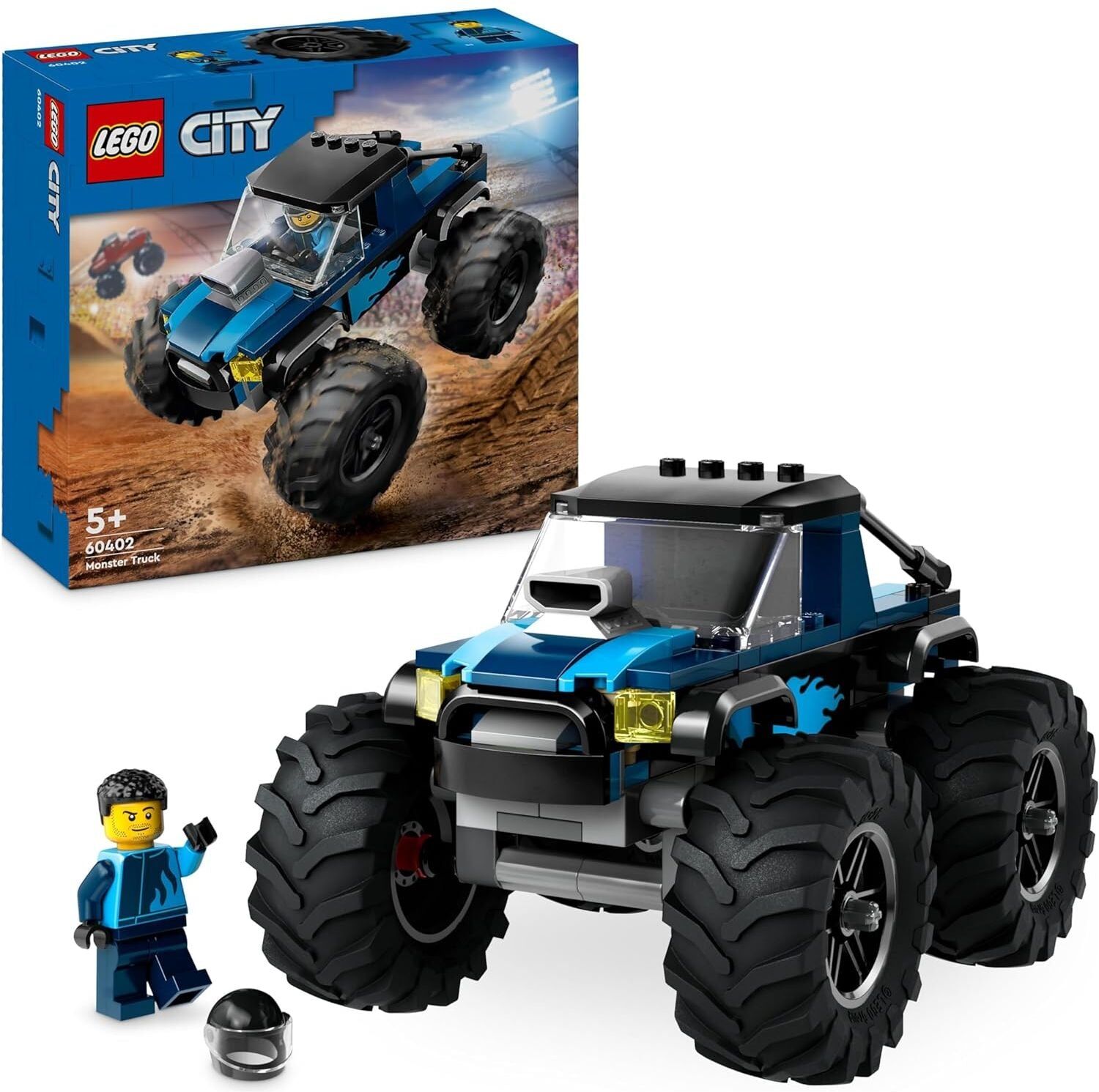 Lego City Blue Monster Truck Toy - For 5+ Year Old Boys & Girls, Vehicle Set with Driver Minifigure, Creative Race Car Toys, Birthday Gift Idea - 60402