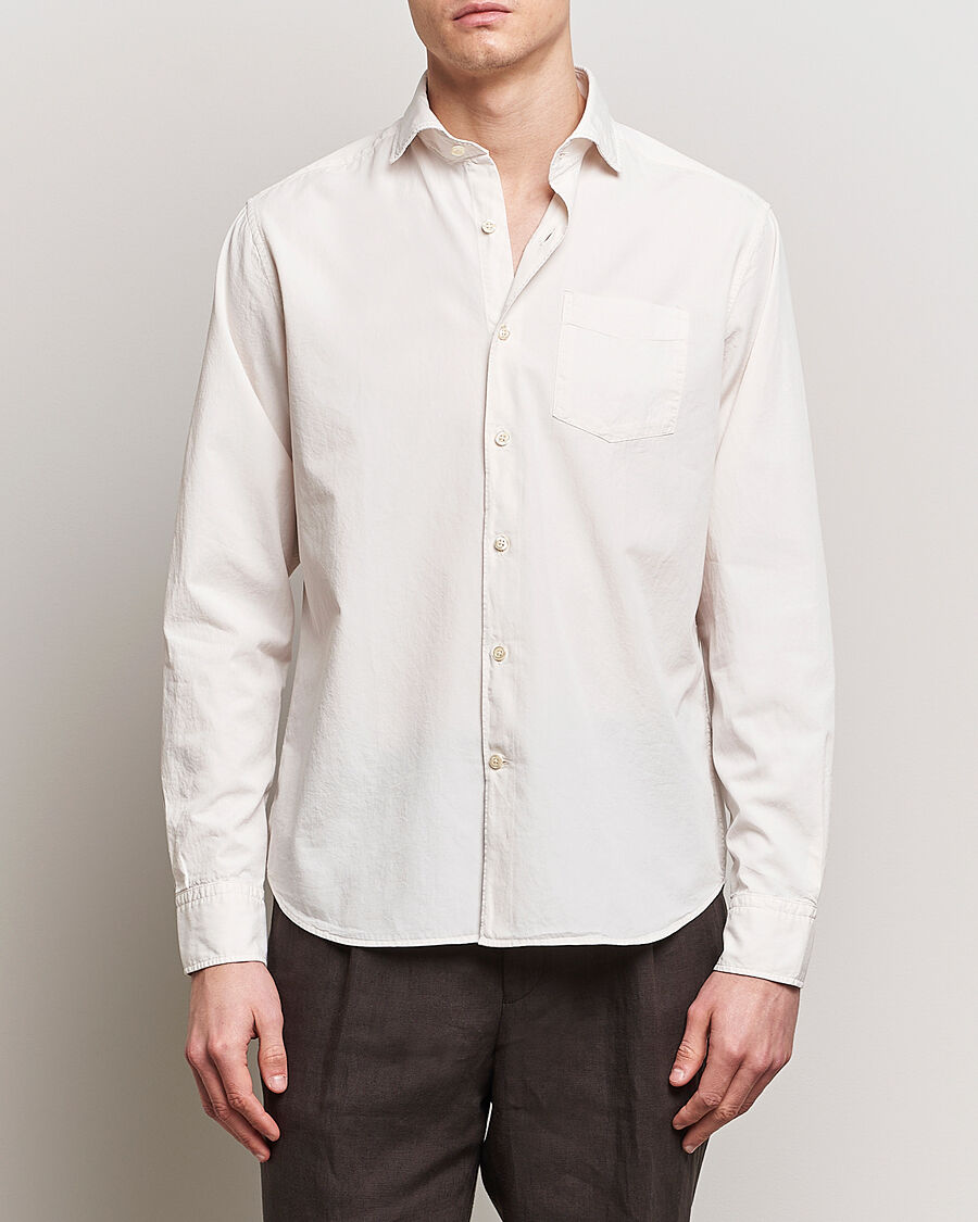 Oscar Jacobson Reg Fit Wide Spread Collar Twill Ecru White men M Hvid