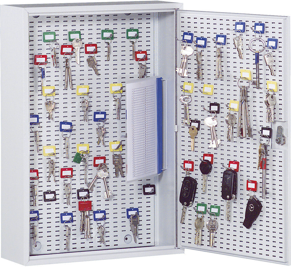 Schlüsselschrank, lichtgrau RAL 7035, HxBxT 350 x 270 x 130 mm, für 40 Haken eurokraft basic