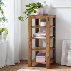 FineBuy Standregal 44x105x44 cm Sheesham Bücherregal Holz Regal Braun Massiv