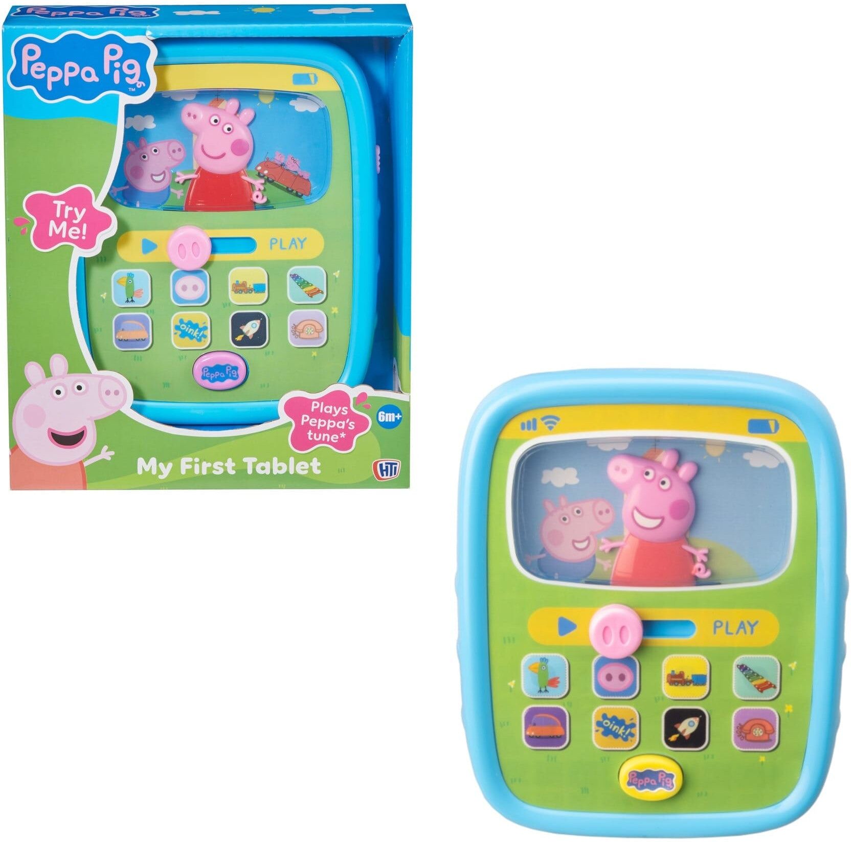 Peppa Pig My First Interactive Tablet Toy for Babies and Young Children - Compact Design - 9 Interactive Buttons - Includes 2 x AAA Batteries - HTI