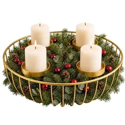 Relaxdays Adventskranz Metallschale Gold