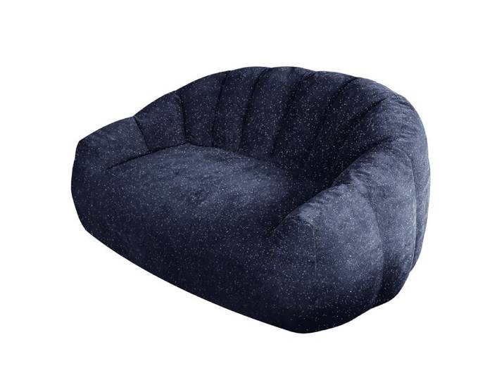 Fauteuil bean bag lazy sofa oversized compressé avec accoudoirs en flanelle bleu design patte d'ours bionique FOLYNA