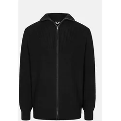 MELA Strickjacke TAKSH Herren Schwarz Baumwolle Stehkragen Troyer GOTS Organic
