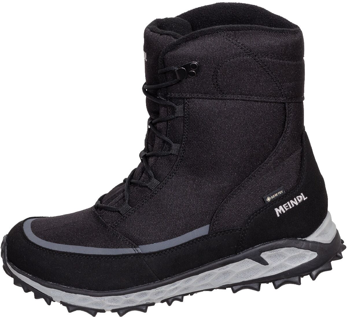 Stiefel MEINDL "Meindl Nordic Winter GTX schwarz", Herren, Gr. 44, Synthetik, schwarz, Mesh, Veloursleder, unifarben, Schuhe Stiefel, Warm, wasserdicht & rutschfest für den Winter schwarz 44, Synthetik