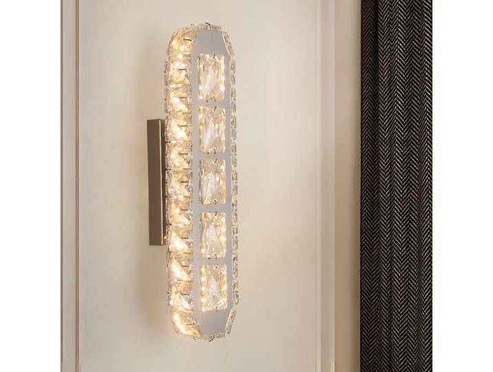 Applique murale argentée avec bande de cristaux, applique murale intérieure pour salon, fond de chevet, couloir, décoration murale de luxe moderne