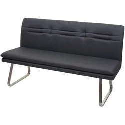 BERLINLODGE Sitzbank | HxBxT 90x160x59cm | Sitzhöhe 49cm | Rückenlehne Stoff/Textil Edelstahl gebürstet | Grau 160cm | Esszimmerbank Bank Polsterbank