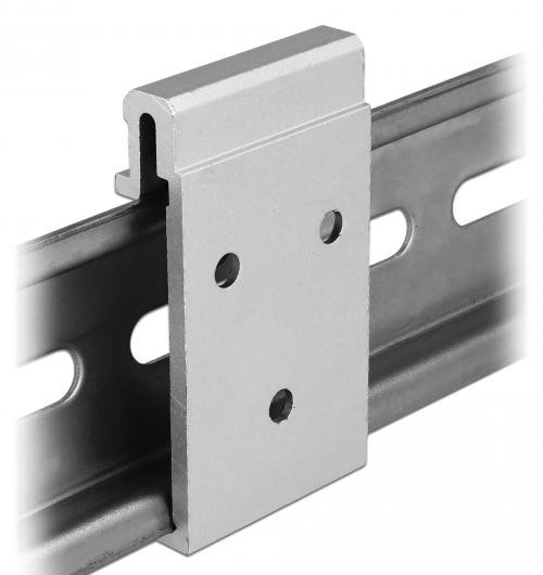 Delock 65991 Aluminium Montageclip voor DIN-rail met 3 bevestigingspunten