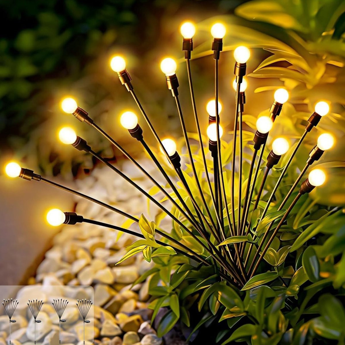 Omgoods Solar Fireflies Tuindecoratie - 4 stuks LED Solar lichten