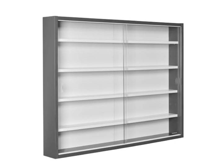 Inter Link Vitrine Collection pour Figurines vitrine Murale Grise 80x60cm Idéale pour les collectionneurs vitrine murale en MDF et verre pour mettre les figurines à l'abri de la poussière