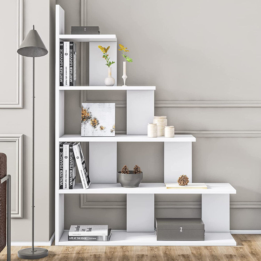 Blue Elephant Echo 120cm H x 90cm W Step Bookcase White 120cm H X 90cm W X 22cm D
