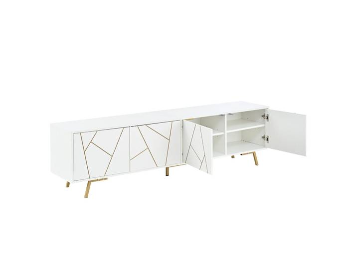 Oxeza Tv-Element 190/40/51.5 cm Weiß mit 4 Schranktüren, Holz, Mode, Rechteckig, 190x51.5x40 cm, Wohnzimmer, TV Möbel, Lowboards, Lowboards stehend
