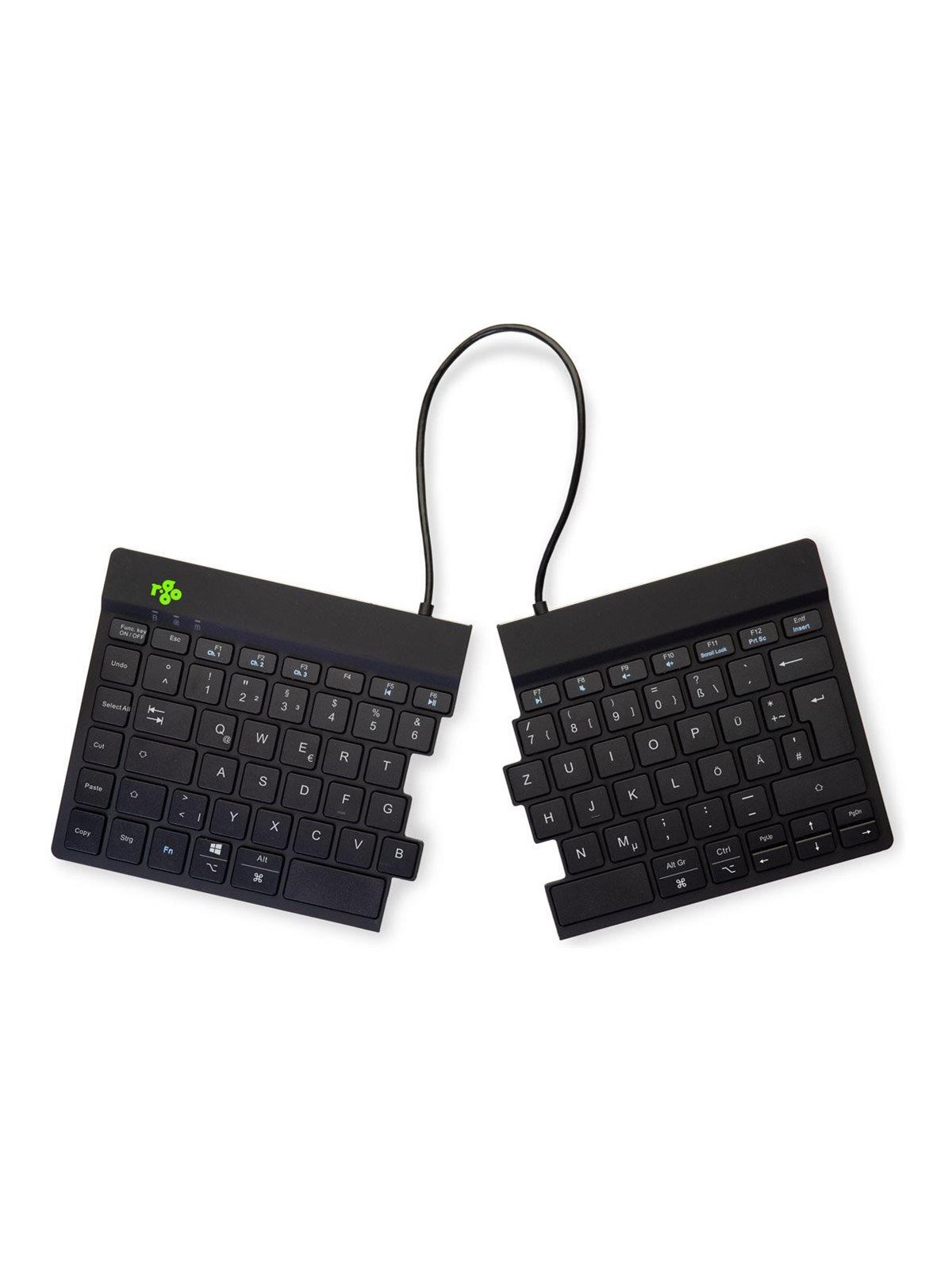 R-Go Tools R-Go Split Break - keyboard - with integrated break indicator - QWERTZ - German - black - Tastatur - Deutsch - Schwarz