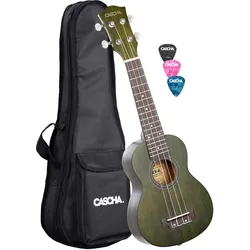 Cascha Premium Mahagoni Sopran Ukulele Set Grün