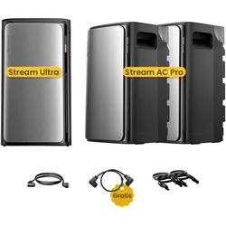 EcoFlow Stream Ultra, All-in-One Speicher für Balkonkraftwerke, by Powerness - Stream Ultra + 2 x Stream AC Pro | 5760Wh / ohne Zubehör / Selbstabholung