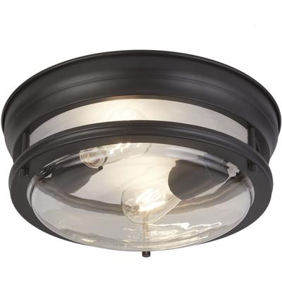 SEARCHLIGHT Deckenleuchte "Glasgow 2Lt Deckenleuchte - Metall & Klarglas", schwarz (schwarz, klar), H: 14,5cm, 1 Stk., Leuchten, Deckenleuchte