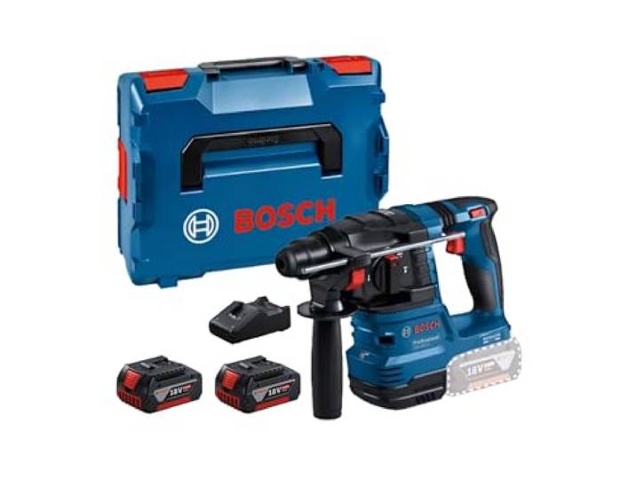 Bosch Professional 18V System Akku Bohrhammer GBH 18V-22 (mit SDS plus, inkl. 2x 4.0Ah Akku, Schnellladegerät GAL 18V-40, L-BOXX)