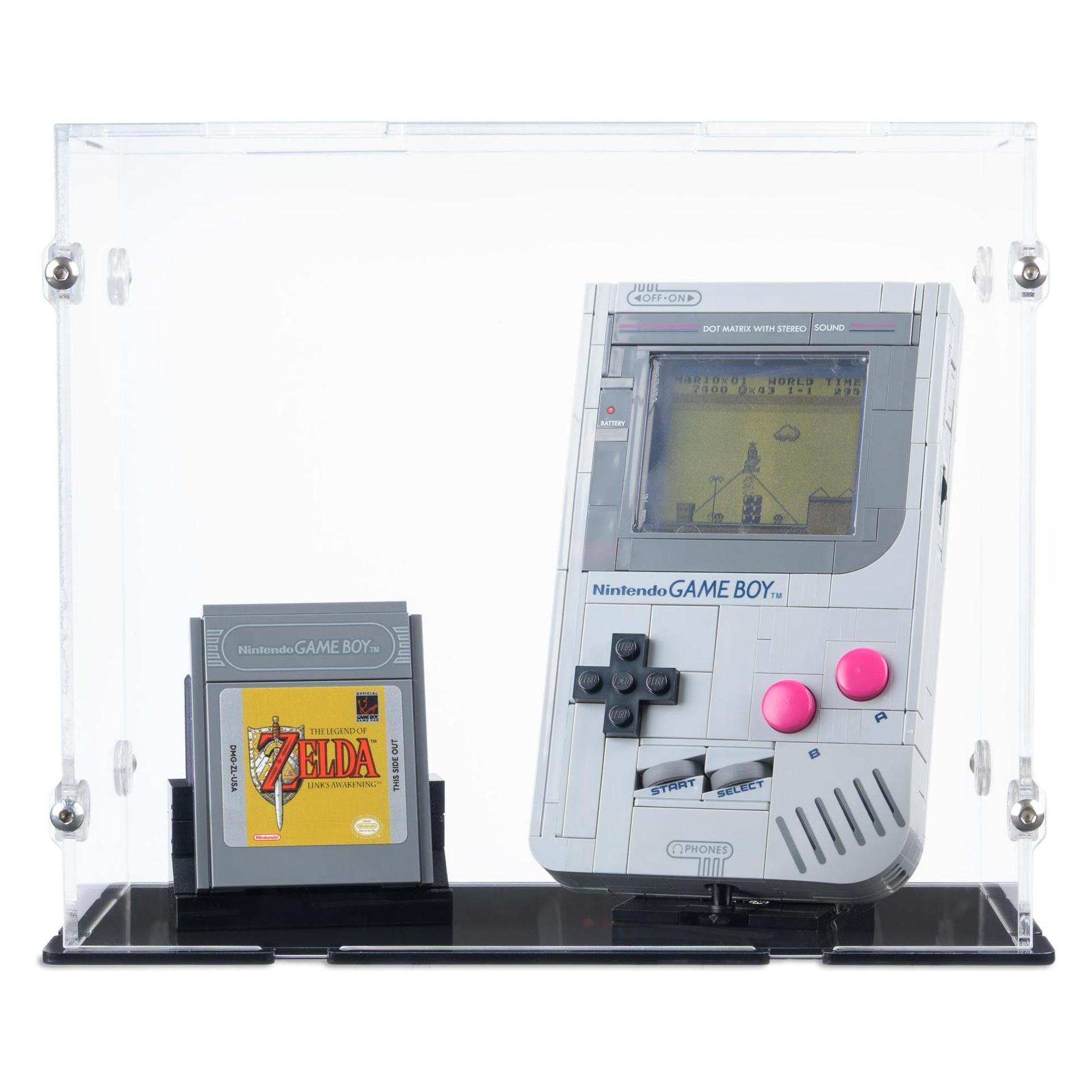 iDisplayit Acryl-Display für LEGO 72046 Nintendo Game Boy (Mit Hintergrundbild & schwarzem Boden) (EC211018N-BLK-DP01)