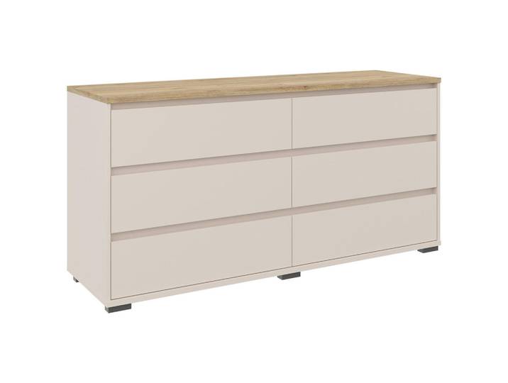 Carryhome Sideboard, Eiche, Kaschmir, Kunststoff, 6 Schublade(n) Schubladen, 160.1x78.9x48 cm, Wohnzimmer, Kommoden & Sideboards, Sideboards