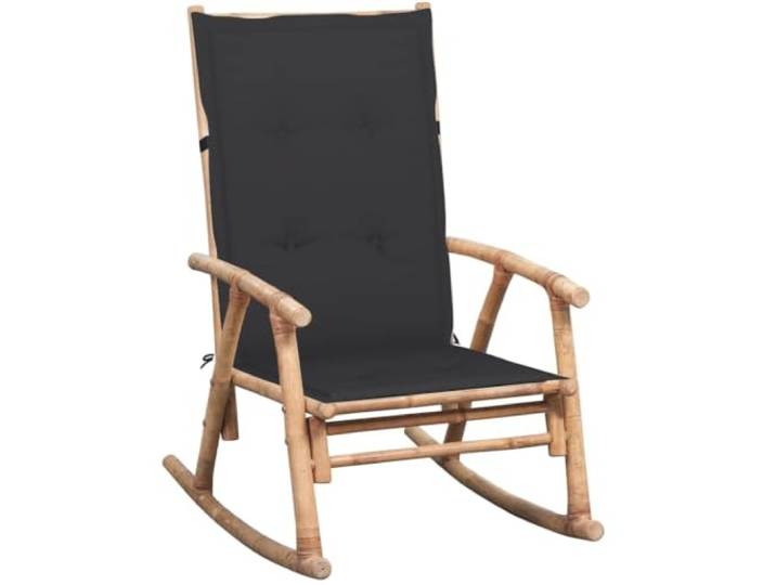 Coespram Schaukelstuhl mit Kissen Bambus Relaxstuhl Fuer Garten Terrasse Ergonomischer Sessel aus Bambus mit weicher Auflage für Balkon, Wohnzimmer und überdachte Außenbereiche im Haus.